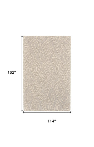 HomeRoots 4' Handmade Wool Geometric Tufted Area Rug - Stain Resistant, Plush Comfort for Modern Interiors 10' X 13' 511871