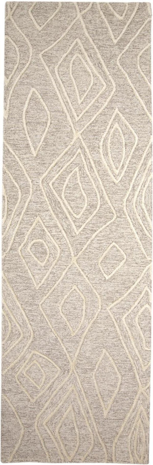 HomeRoots 4' Handmade Wool Geometric Tufted Area Rug - Stain Resistant, Plush Comfort for Modern Interiors 8' Runner 511872