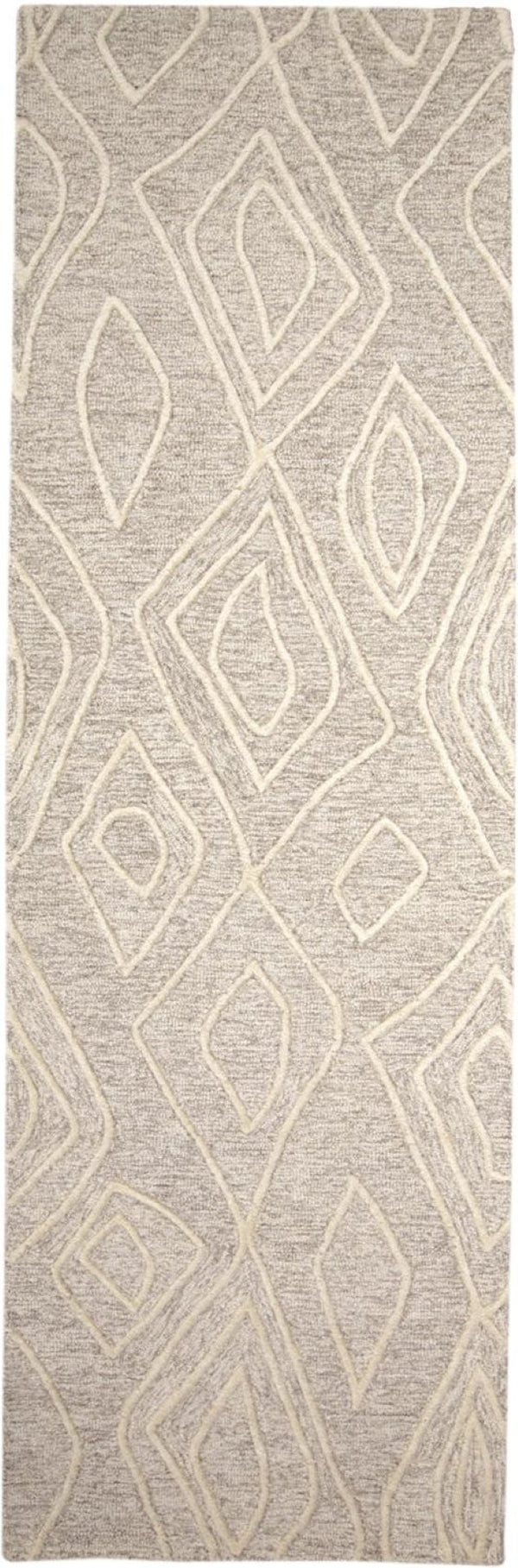 HomeRoots 4' Handmade Wool Geometric Tufted Area Rug - Stain Resistant, Plush Comfort for Modern Interiors 8' Runner 511872