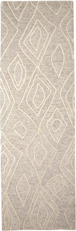 HomeRoots 4' Handmade Wool Geometric Tufted Area Rug - Stain Resistant, Plush Comfort for Modern Interiors 8' Runner 511872