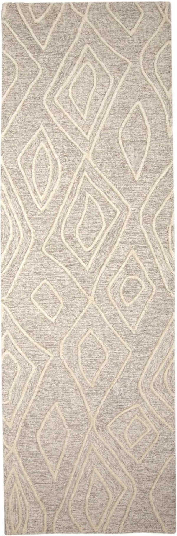 HomeRoots 4' Handmade Wool Geometric Tufted Area Rug - Stain Resistant, Plush Comfort for Modern Interiors 8' Runner 511872