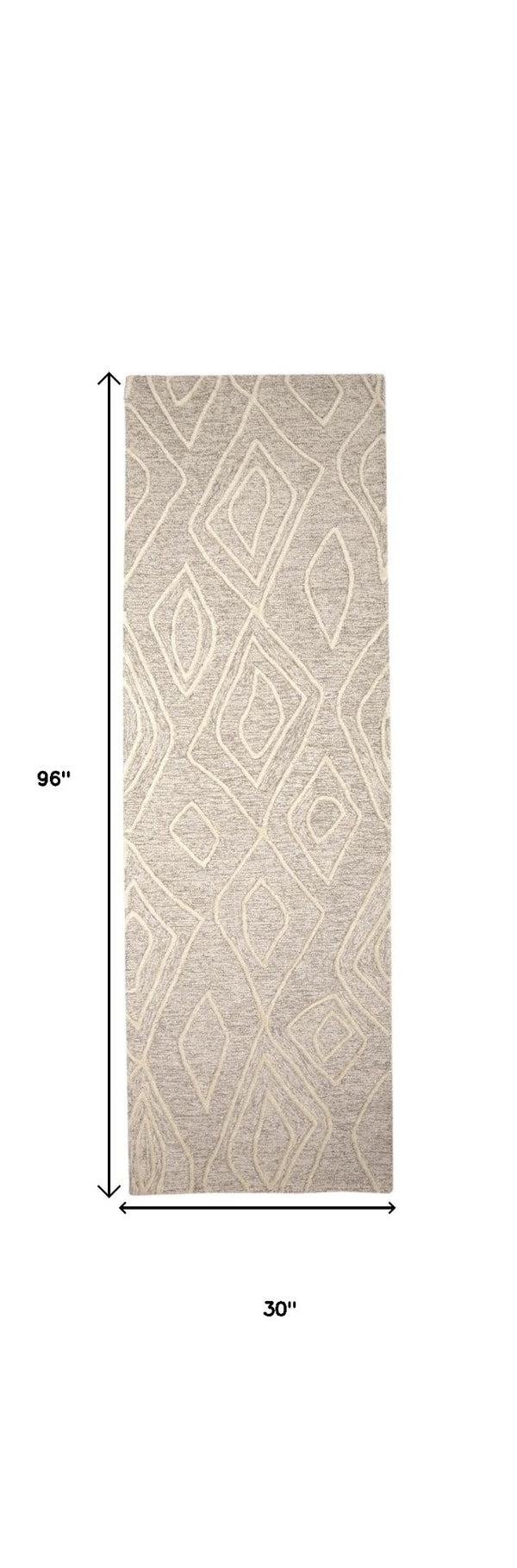 HomeRoots 4' Handmade Wool Geometric Tufted Area Rug - Stain Resistant, Plush Comfort for Modern Interiors 8' Runner 511872