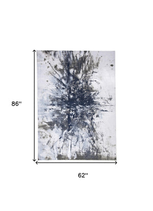 HomeRoots 5' Modern Abstract Blue-Gray and White Stain-Resistant Area Rug for Stylish Home Décor Upgrade 5' X 7' 511874