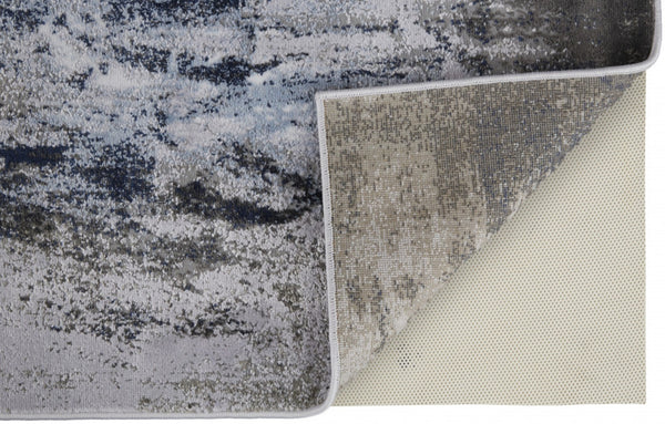 HomeRoots 5' Modern Abstract Blue-Gray and White Stain-Resistant Area Rug for Stylish Home Décor Upgrade 7' X 10' 511875