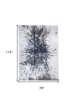 HomeRoots 5' Modern Abstract Blue-Gray and White Stain-Resistant Area Rug for Stylish Home Décor Upgrade 7' X 10' 511875