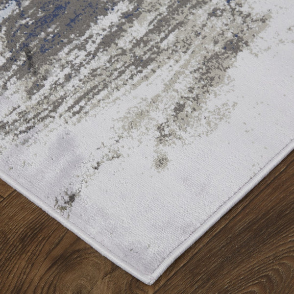 HomeRoots 5' Modern Abstract Blue-Gray and White Stain-Resistant Area Rug for Stylish Home Décor Upgrade 10' X 14' 511877