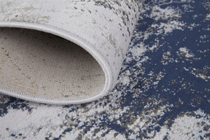 HomeRoots 5' Modern Abstract Blue-Gray and White Stain-Resistant Area Rug for Stylish Home Décor Upgrade 8' Runner 511878