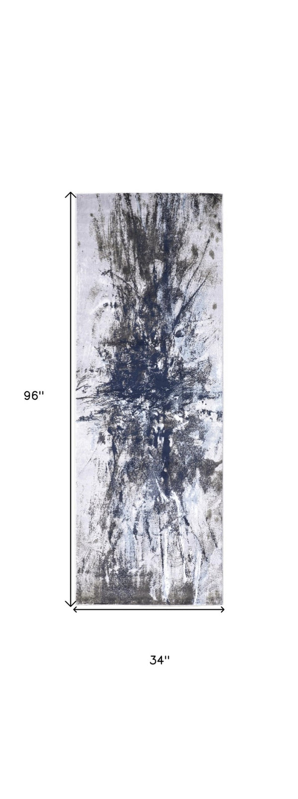 HomeRoots 5' Modern Abstract Blue-Gray and White Stain-Resistant Area Rug for Stylish Home Décor Upgrade 8' Runner 511878