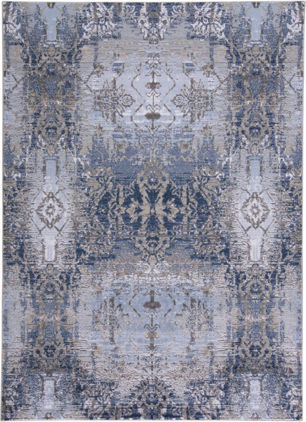 HomeRoots 5' Abstract Blue-Gray and Taupe Area Rug - Stain-Resistant, Durable Design for Modern Spaces 5' X 7' 511880