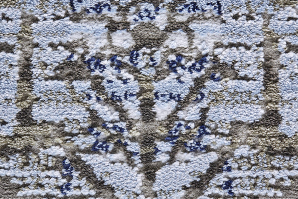 HomeRoots 5' Abstract Blue-Gray and Taupe Area Rug - Stain-Resistant, Durable Design for Modern Spaces 5' X 7' 511880