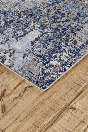 HomeRoots 5' Abstract Blue-Gray and Taupe Area Rug - Stain-Resistant, Durable Design for Modern Spaces 7' X 10' 511881