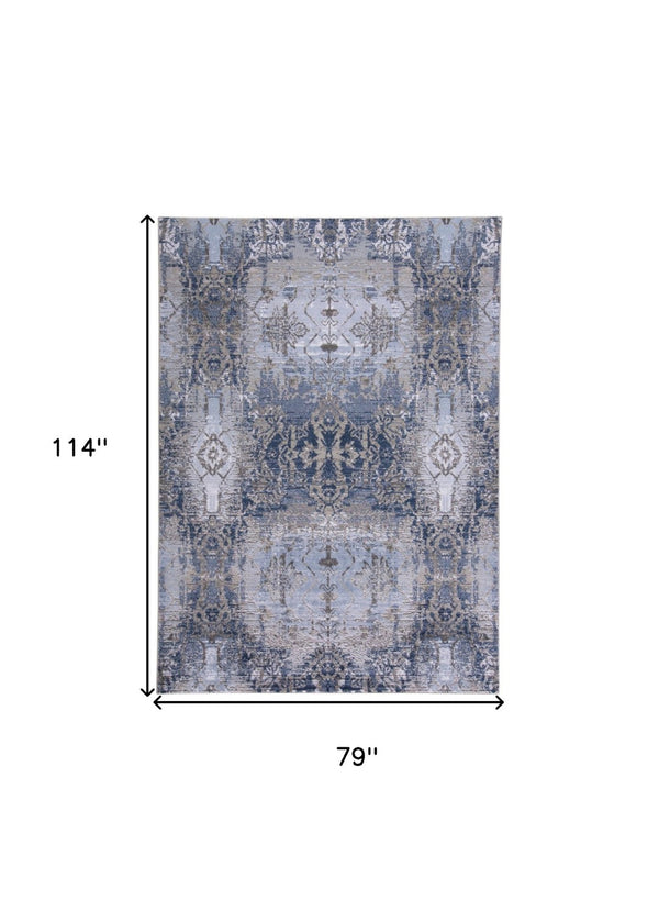 HomeRoots 5' Abstract Blue-Gray and Taupe Area Rug - Stain-Resistant, Durable Design for Modern Spaces 7' X 10' 511881