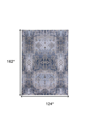 HomeRoots 5' Abstract Blue-Gray and Taupe Area Rug - Stain-Resistant, Durable Design for Modern Spaces 10' X 14' 511883