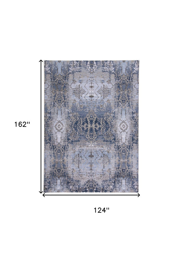 HomeRoots 5' Abstract Blue-Gray and Taupe Area Rug - Stain-Resistant, Durable Design for Modern Spaces 10' X 14' 511883