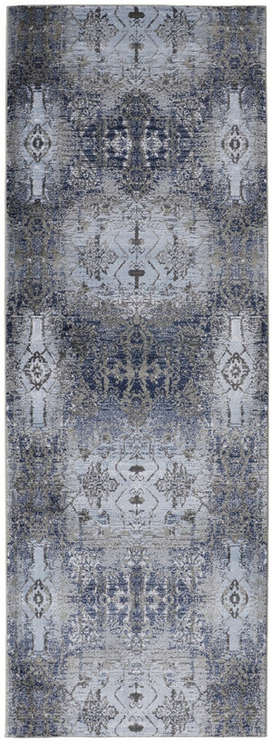 HomeRoots 5' Abstract Blue-Gray and Taupe Area Rug - Stain-Resistant, Durable Design for Modern Spaces 8' Runner 511884