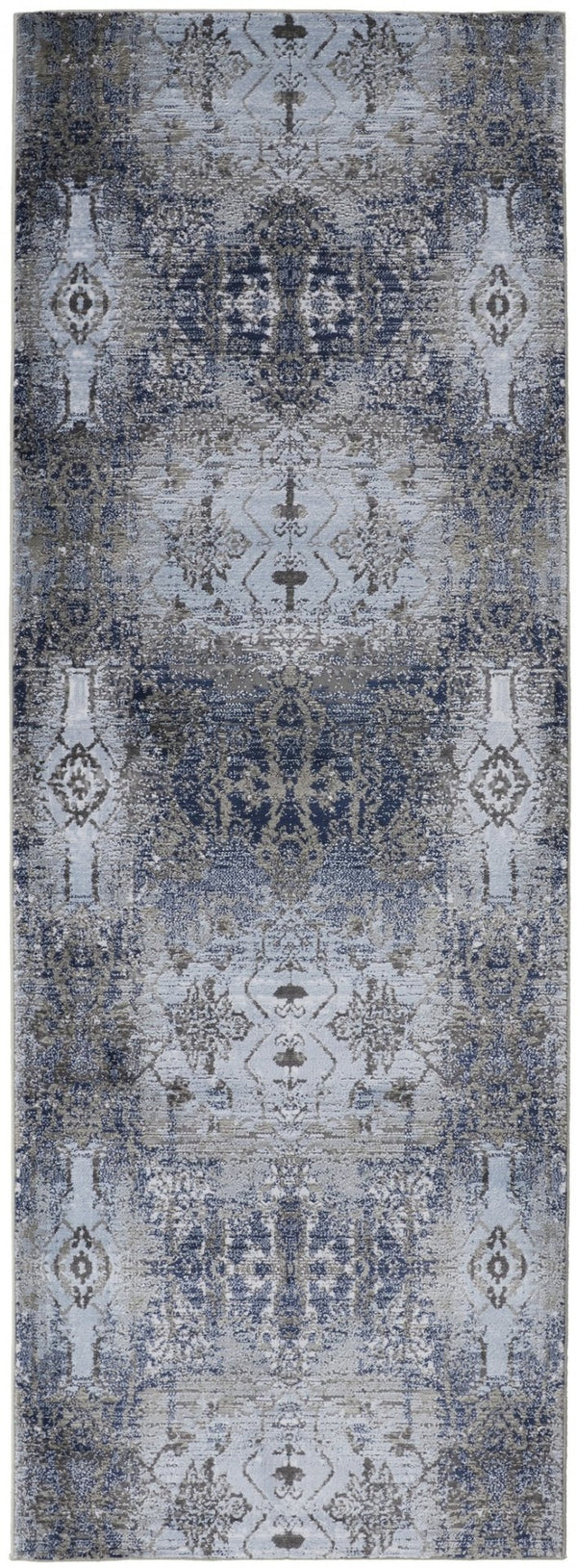HomeRoots 5' Abstract Blue-Gray and Taupe Area Rug - Stain-Resistant, Durable Design for Modern Spaces 8' Runner 511884