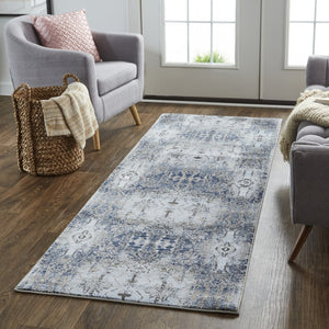 HomeRoots 5' Abstract Blue-Gray and Taupe Area Rug - Stain-Resistant, Durable Design for Modern Spaces 8' Runner 511884