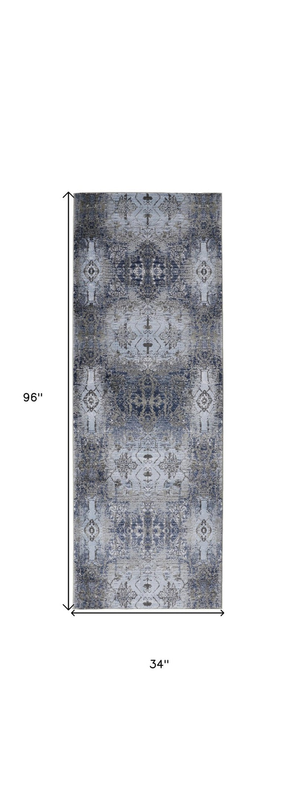 HomeRoots 5' Abstract Blue-Gray and Taupe Area Rug - Stain-Resistant, Durable Design for Modern Spaces 8' Runner 511884