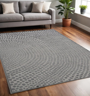 HomeRoots 5' Abstract Gray, Silver, and Ivory Area Rug - Stain Resistant Design for Modern Elegance and Durability 5' X 7' 511886
