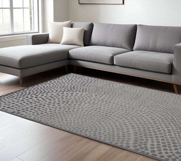 Homeroots 7' X 10' Gray Abstract Non Skid Area Rug  Polypropylene 511887