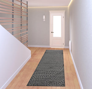 Homeroots 8' Gray Silver And Ivory Abstract Stain Resistant Runner Rug  Polypropylene 511890