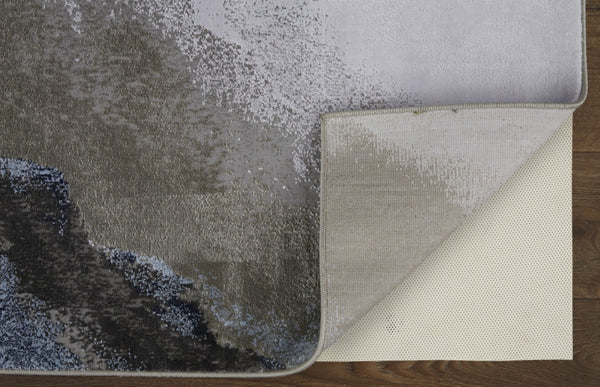 HomeRoots 5' Modern Abstract Blue-Gray and White Stain-Resistant Area Rug for Stylish Living Spaces 5' X 7' 511892