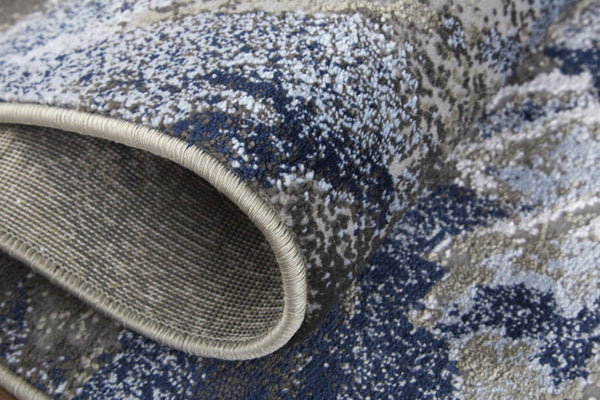 HomeRoots 5' Modern Abstract Blue-Gray and White Stain-Resistant Area Rug for Stylish Living Spaces 5' X 7' 511892