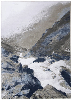HomeRoots 5' Modern Abstract Blue-Gray and White Stain-Resistant Area Rug for Stylish Living Spaces 8' X 11' 511894