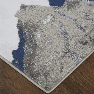 HomeRoots 5' Modern Abstract Blue-Gray and White Stain-Resistant Area Rug for Stylish Living Spaces 8' X 11' 511894