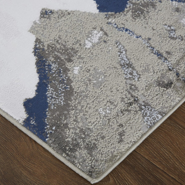 HomeRoots 5' Modern Abstract Blue-Gray and White Stain-Resistant Area Rug for Stylish Living Spaces 10' X 14' 511895