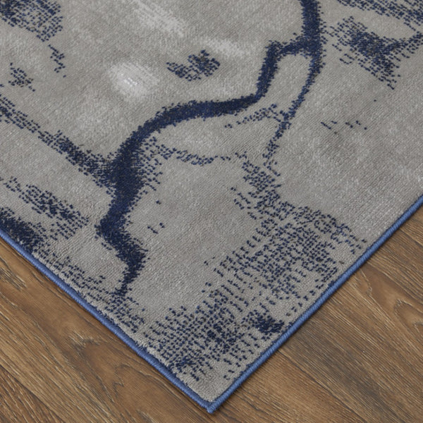 HomeRoots 5' Abstract Blue-Gray and Ivory Area Rug – Soft, Stain-Resistant Design for Modern Living Spaces 5' X 7' 511898