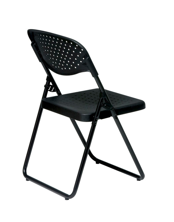 OSP Home Furnishings Folding Chair Ventilated Plastic Seat Commercial Grade Stackable for Office Events FC8000NP-3