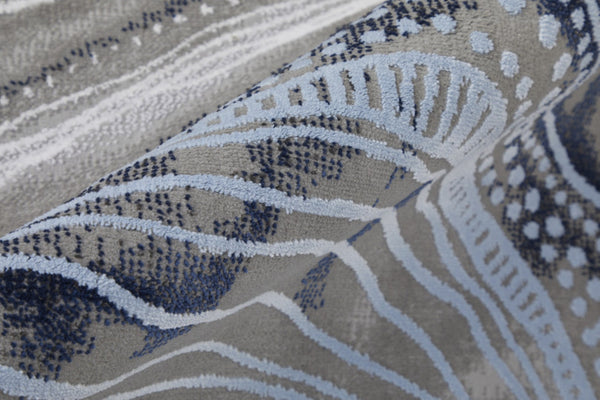 HomeRoots 5' Abstract Blue-Gray and Ivory Area Rug – Soft, Stain-Resistant Design for Modern Living Spaces 8' X 11' 511900