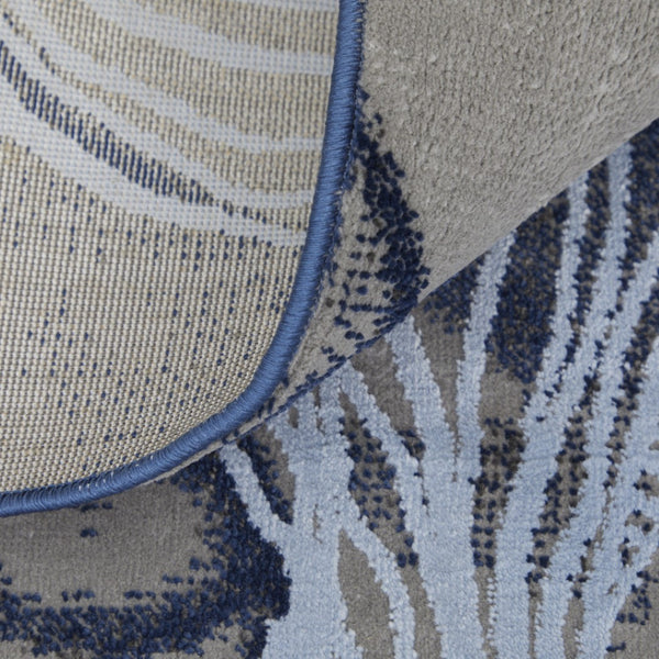 HomeRoots 5' Abstract Blue-Gray and Ivory Area Rug – Soft, Stain-Resistant Design for Modern Living Spaces 8' Runner 511902