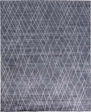 HomeRoots 5' Blue and Ivory Hand-Woven Abstract Area Rug - Artisan Crafted Elegance for Modern Spaces 5' X 8' 511916