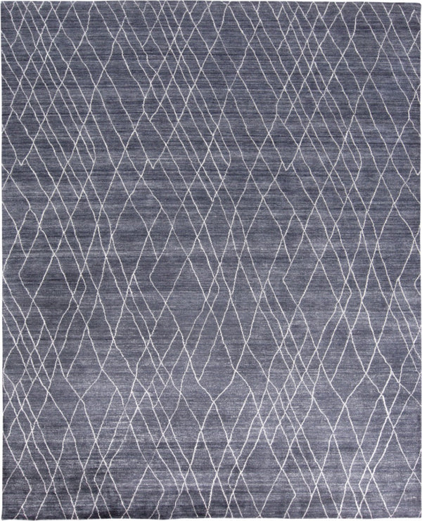 HomeRoots 5' Blue and Ivory Hand-Woven Abstract Area Rug - Artisan Crafted Elegance for Modern Spaces 5' X 8' 511916