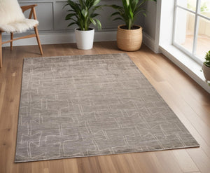 HomeRoots 4' Hand-Woven Gray and Ivory Abstract Area Rug - Artisan Crafted, Durable, and Modern Décor Accent 4' X 6' 511920
