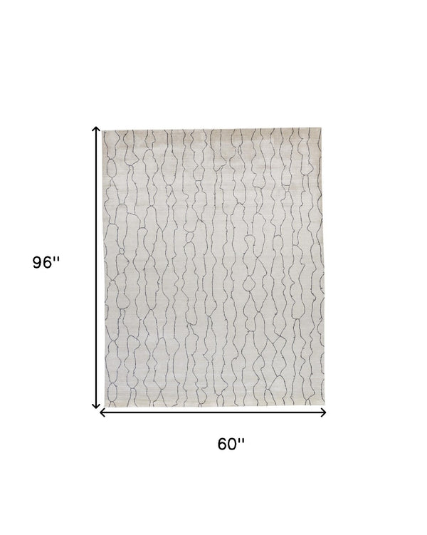 HomeRoots 4' Hand Woven Gray and Ivory Abstract Area Rug - Modern Elegance for Any Living Space or Office 5' X 8' 511931