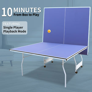 English Elm 9ft Regulation Foldable Ping Pong Table Steel Frame with Net Paddles and Balls Included W1408P164346