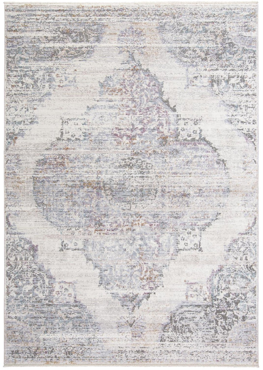 HomeRoots 10' Contemporary Ivory Gray and Pink Abstract Distressed Area Rug with Stylish Fringe Accents 10' X 14' 511967