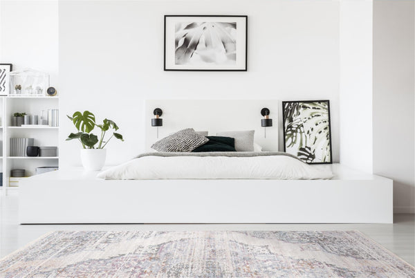 HomeRoots 10' Contemporary Ivory Gray and Pink Abstract Distressed Area Rug with Stylish Fringe Accents 10' X 14' 511967