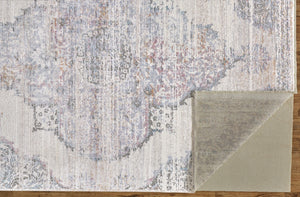 HomeRoots 10' Contemporary Ivory Gray and Pink Abstract Distressed Area Rug with Stylish Fringe Accents 10' X 14' 511967