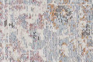 HomeRoots 10' Contemporary Ivory Gray and Pink Abstract Distressed Area Rug with Stylish Fringe Accents 10' X 14' 511967