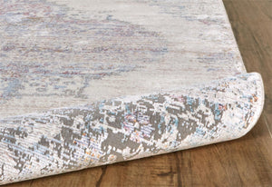HomeRoots 10' Contemporary Ivory Gray and Pink Abstract Distressed Area Rug with Stylish Fringe Accents 10' X 14' 511967