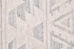 Homeroots 8' X 10' Ivory Gray And Blue Wool Geometric Dhurrie Flatweave Handmade Area Rug With Fringe  Wool 511987