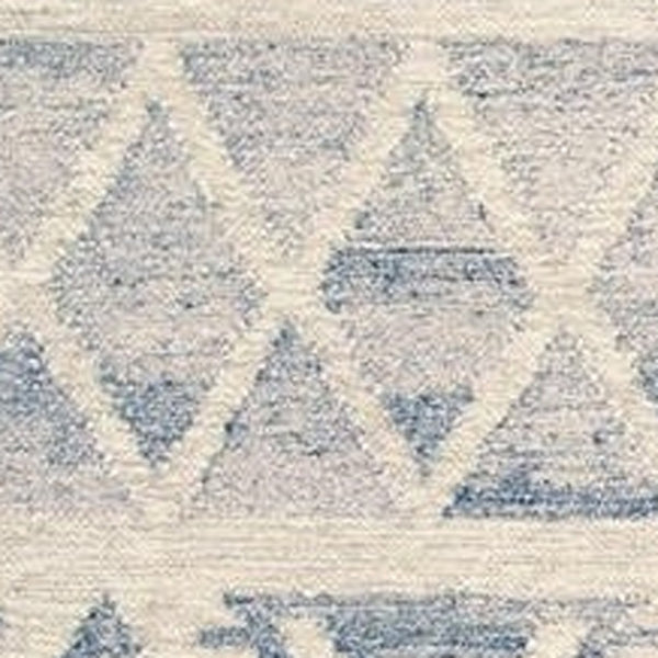 Homeroots 9' X 12' Blue And Ivory Wool Geometric Flatweave Handmade Area Rug With Fringe  Wool 511988