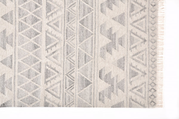 Homeroots 9' X 12' Blue And Ivory Wool Geometric Flatweave Handmade Area Rug With Fringe  Wool 511988