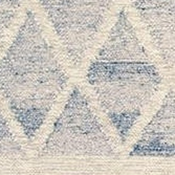 Homeroots 10' X 14' Blue And Ivory Wool Geometric Flatweave Handmade Area Rug With Fringe  Wool 511989