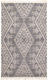 Homeroots 8' X 10' Gray Ivory And Blue Wool Geometric Dhurrie Flatweave Handmade Area Rug With Fringe  Wool 511991