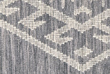 Homeroots 8' X 10' Gray Ivory And Blue Wool Geometric Dhurrie Flatweave Handmade Area Rug With Fringe  Wool 511991